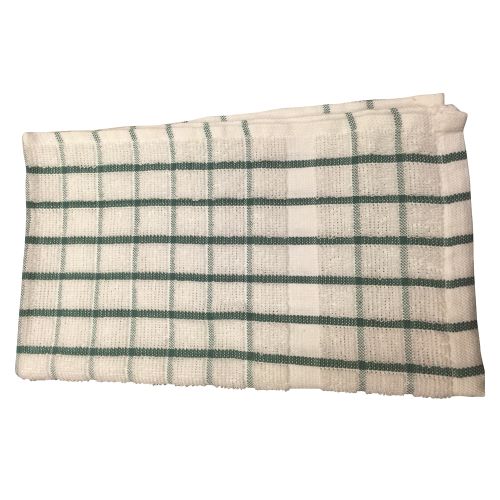 Ganesh Kitchen Towel, Cotton, 15x25, White/Green Check